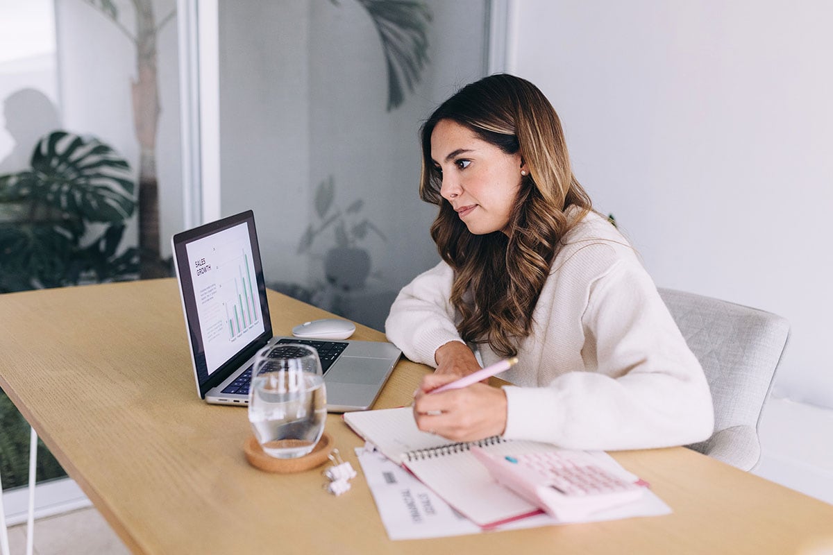 Woman working at laptop