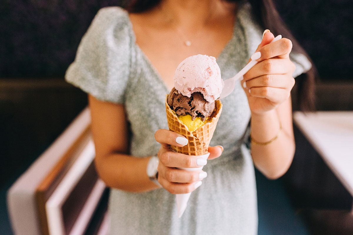 Woman with ice cream cone